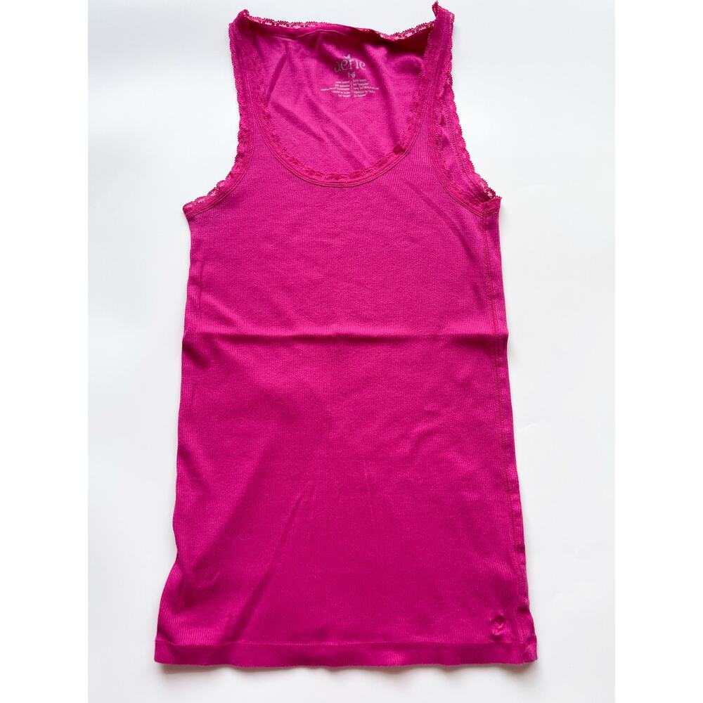 2009 Aerie Pink Layering Tank Top with Lace Trim Size Large